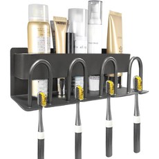 호텔식 알루미늄 접착 칫솔걸이 탐사 무타공 수납형 칫솔걸이 4구, 1개, 올블랙