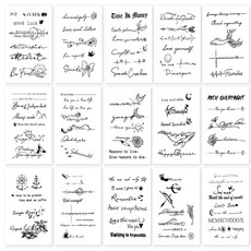 고급 레터링 반영구 문신 해나 타투 스티커, 86개, 블랙