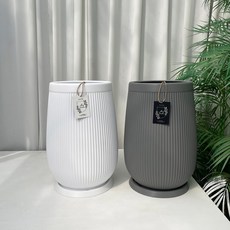 밍이네가든 화분 플라스틱 플리츠 멜론 원형, 화이트, 1개