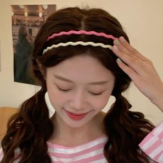 파스텔 물결 슬림 머리띠 귀안아픈 여성 비비드 심플 얇은 기본 헤어 밴드