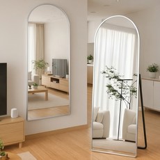 소프트엣지 아치형 벽걸이 스탠드 전신거울, 실버