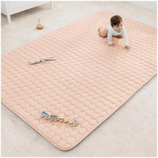 Comfy Cubs 직사각형 아동용 놀이 매트 - 대형 152.4 x 243.8cm(60 x 96인치) 부드러운 퀼트 아기 바닥 매트 미끄럼 방지 바닥 - 유아의 놀이 시간을, 블러쉬, Rectangle - 60" X 96"