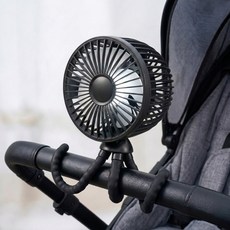 디프 유모차 문어발 선풍기 각도조절 LED, 1개, 블랙