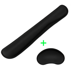 XQM코리아 키보드 손목받침대 + 마우스 손목받침대 세트 메모리폼 팜레스트 푹신푹신 마우스패드, 마우스+키보드손목받침대, 블랙, 1개