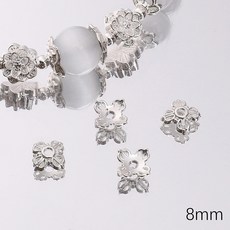 促銷好物 50個亮銀色閤金蓮花花託串珠隔片DIY飾品配件手工製作手鏈項鏈隔珠, #05款 8mm 50個/包, 1個