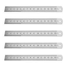 Utoolmart 직선 눈금자 세트 15cm/5.9인치 양면 눈금자 스테인리스 스틸 눈금자 엔지니어링 사무실 건축가 및 드로잉을 위한 측정 도구 5개, 150×19×0.5mm 5pcs