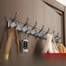 현대적인 미니멀리스트 알루미늄 옷걸이 벽걸이형 현관문 이동식 무타공, 1개, 9. 건 애쉬-리틀 피닉스 테일 8 후크