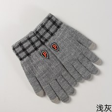 男士觸屏冬季針織加絨加厚保暖五指手套