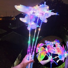 發光蝴蝶棒 七彩閃光手持玩具, 1個手柄蝴蝶 - 帶3節電池, 1個