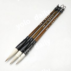 대나무 쓰기 브러시 족제비 양모 털 중국 전통 서예 브러시 세트 그림 그리기 축제 커플용 3 개, 1개, 브라운 3종