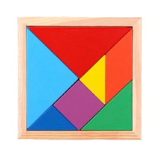 木質七巧板益智玩具，兒童早教啟蒙幾何拼圖，訓練邏輯思維與空間想像力, 多色, 1個, 1人