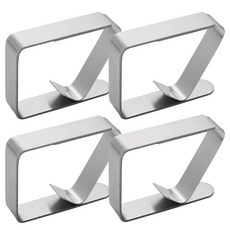 1초고정 스텐 테이블보 고정클립 캠핑용 4P, 실버, FREE