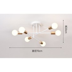 華燈惠 6頭鐵藝吸頂燈，現代簡約北歐風格客廳臥室燈具, 白金,無光源, 白金
