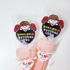 레아토퍼 카네이션 캐릭터 꽃다발 토퍼 어버이날 스승의날 선물, 할아버지할머니, 2개