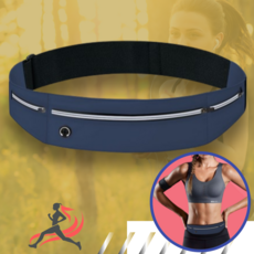 오하나스토어 스포츠 런닝벨트 남녀공용 초경량 방수 힙색 반사띠 조절형 스트랩 벨크로 섬유 걸쇠 지퍼포켓 휴대폰 카드 차키 수납, 블루그레이, 1개