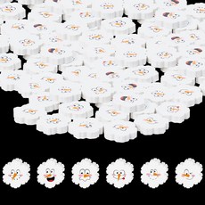 ANGOLIO 겨울 눈송이 미니 지우개 아동용 60P 화이트 눈사람 얼굴 표정 벌크 연필 3D 책상 퍼즐 문구류 학생 교실 보상 게임 상품 크리스마스 선물 가방 스타킹 필러, 겨울 눈송이 얼굴 지우개
