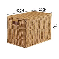 라탄 리빙박스 침대밑 수납함 보관함 언더베드 정리함 옷박스, 특대, 투톤 러버 40x26x27cm