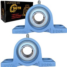 (2팩) 헤비 듀티 UCP207-20 베개 블록 베어링 1-1/4인치 보어 특수 안전 씰 산업 등급 자가 정렬 크롬 강철 베어링 유닛 솔리드 주철 유닛, UCP206-20, 2