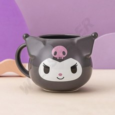 산리오 쿠로미 입체머그잔 도자기물컵 커피잔 450ml 귀여운 캐릭터, 1개