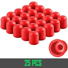 타이어 밸브 캡 O 고무 씰이 있는 플라스틱 스템 자동차 자전거 및 트럭 오토바이용 범용 커버, 25pcs Red