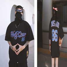비지키드 86 검정색 반팔 야구유니폼 반팔힙합셔츠 Y241