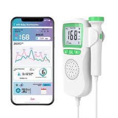 아기심장 소리듣는기계 태아 측정기 임산부 선물 심음, 화이트 블루투스 충전식 + 40ml 커플드