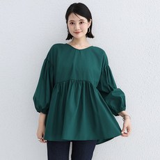 Yellwel 여름 여유로운 핏 상의 라운드넥 버블 소매 셔츠 여성 DJP