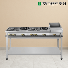 그랜드우성 복합 그리들 렌지 4구 1500 업소용가스레인지 구이 부침 볶음, LPG