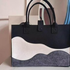 대용량 토트백 학생 직장인 데일리 펠트 가방 수납 쇼핑백, 블랙, 1개