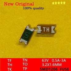 유리관휴즈 자동차 퓨즈 세트 10-500 개/ 100% 느린 부는 SMD1206 마킹 TF TH TK TN TO TP 63V 0.5A 1A 1.5A 2A 2.5A 3A, [00] 20PCS, [00] TO   2.5A