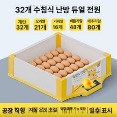 병아리 부화기 메추리 자동 사육장 키우기 싱글 유정란 육추기, 1개, 32알 조합 수조 이중 전원 알 투과기