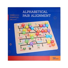 兒童益智數字字母木製迷宮玩具走珠積木拼圖早教智力開發教具, 1個, 字母配對走位:如圖所示