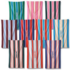 오셀픽 특대형 시그니처 스트라이프 비치타올 여행 소풍 비치타월 큰수건, 썸머 그리너리, 1개