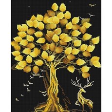 캔버스 40x50 황금 보석십자수 재물 나무 47194EA 1(PC), 색상