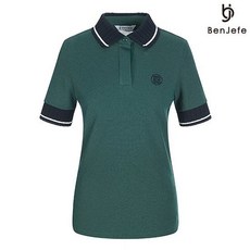 (백화점 상품) 벤제프 여성 카라소매 니트배색 카라티셔츠 8398688