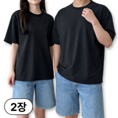 [1+1] 제시본 남녀공용 냉감 쿨 스판 오버핏 반팔티 기능성 속건 빅사이즈 루즈핏 라운드 반팔 쿨티셔츠