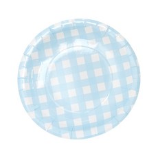 파티용 종이접시 체크라이트블루 6개 23Cm 생일 일회용, 단품
