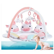 獨角獸嬰兒音樂遊戲毯 3D透氣網眼健身架, 1個, 粉色獨角獸