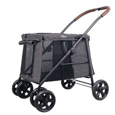 【限時下殺】 寵物推車 寵物手推車 寵物外出 寵物大推車 狗推車 貓推車 寵物車 可上捷運 寵物出遊, 1個, 新上市-時尚款-麻灰黑