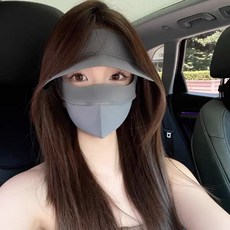 1p/2p 와이드 챙 넓은 uv 차단 햇빛 가리개 썬캡 풀커버 일체형 마스크 모자, 1개, 차콜