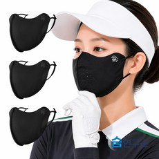 숨연구소 자외선차단 마스크 스포츠 쿨링 골프마스크 3종세트, 1개, 블랙SET