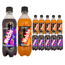 Welchs Zero汽水 葡萄味+橘子味, 12瓶, 500ml
