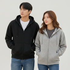 [1+1] 벨더 기모 안감 무지 후드 집업 오버핏