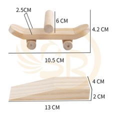 鸚鵡滑板運動玩具組 松木手工滑板含滑台 YP-013, 1個, 鸚鵡滑板運動玩具組-YP-013