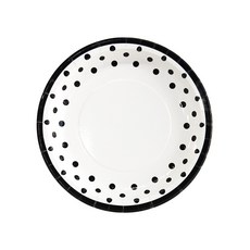 파티쇼 NEW 라인 도트 접시 6개입 생일 파티 셀프 홈파티 테이블 장식 피크닉 소품, 18cm, 블랙