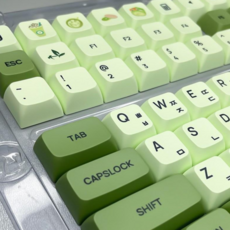 스마일준 말차 한글 키캡 PBT 염료승화 XDA 그린티 녹차 기계식 키보드 키캡, 그린, 말차라떼 키캡, 제조사축