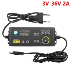 조정 가능한 전원 공급 장치 어댑터 디스플레이가있는 3V-36V 2A 60W 범용 AC 220V ~ DC 12V 충전기, 01 EU Plug, 01 60W 3V-36V 2A
