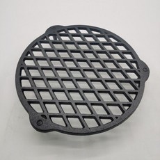 台灣出貨 加厚圓形鑄鐵烤網烤肉網燒烤網 無塗層不粘 家用戶外碳烤網燒烤工具, 1個, 24釐米菱形烤網（帶腿）