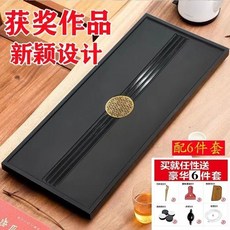 【開發票/統編】烏金石頭茶盤 浮雕茶託石板茶海 功夫茶具嵌入式茶盤, 1個, 80X37（圓形加六禮品）烏金石
