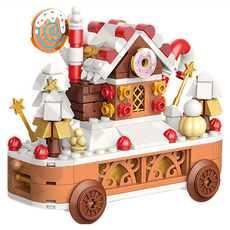 聖誕樹積木玩具，DIY拼裝益智積木，節慶裝飾創意禮品, 甜蜜薑餅屋, 1個